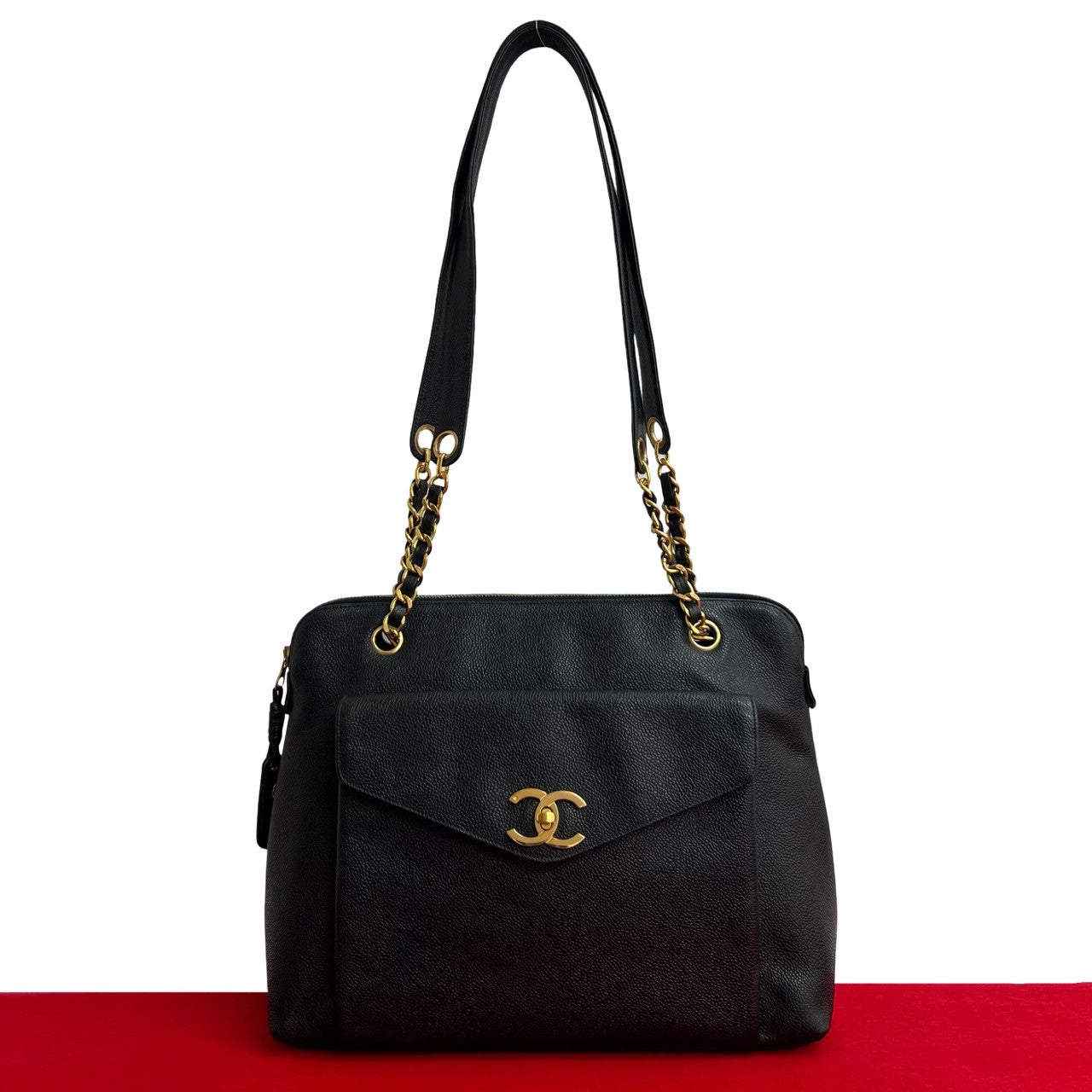 Chanel Coco Mark Caviar Leather Shoulder Bag