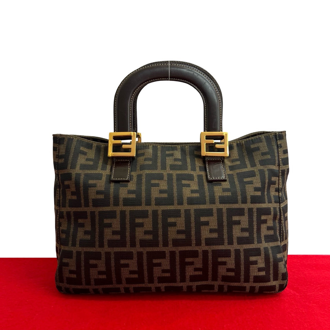 Fendi Zucca Handbag Leather Canvas Travel Bag Leather Handbag 3