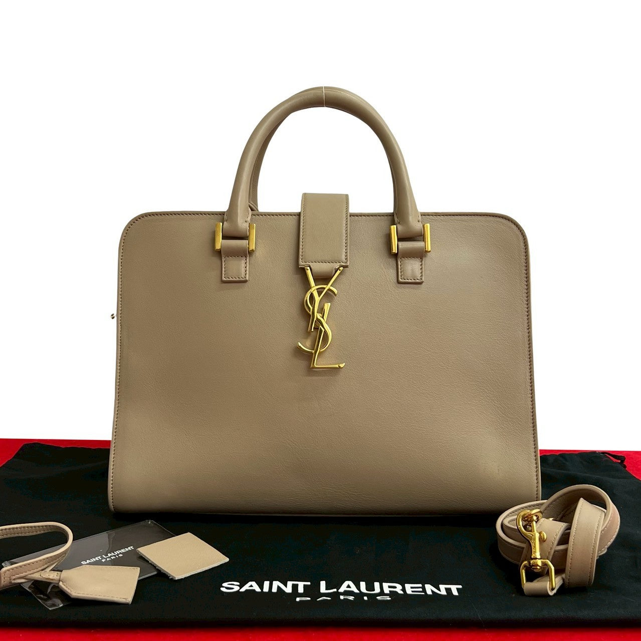 YSL Saint Laurent Paris Cabas 2Way Handbag Leather Baby Travel Bag 2Way Handbag 1