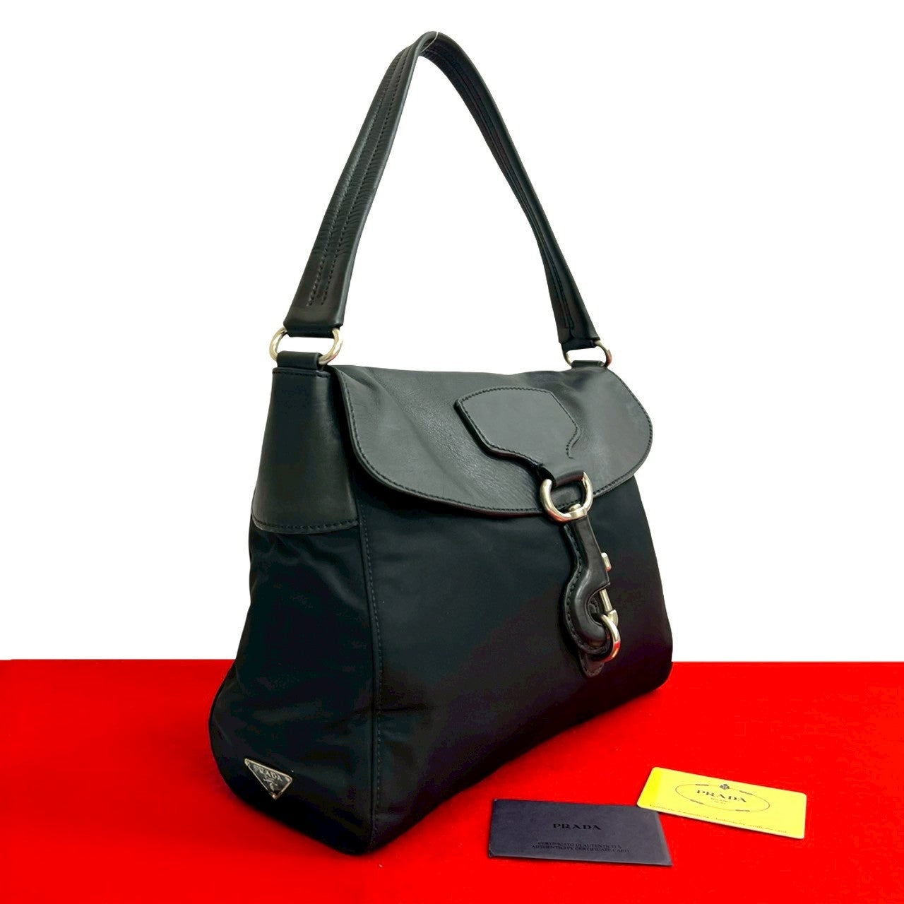 Prada Shoulder Bag Leather Nylon Shoulder Bag 7