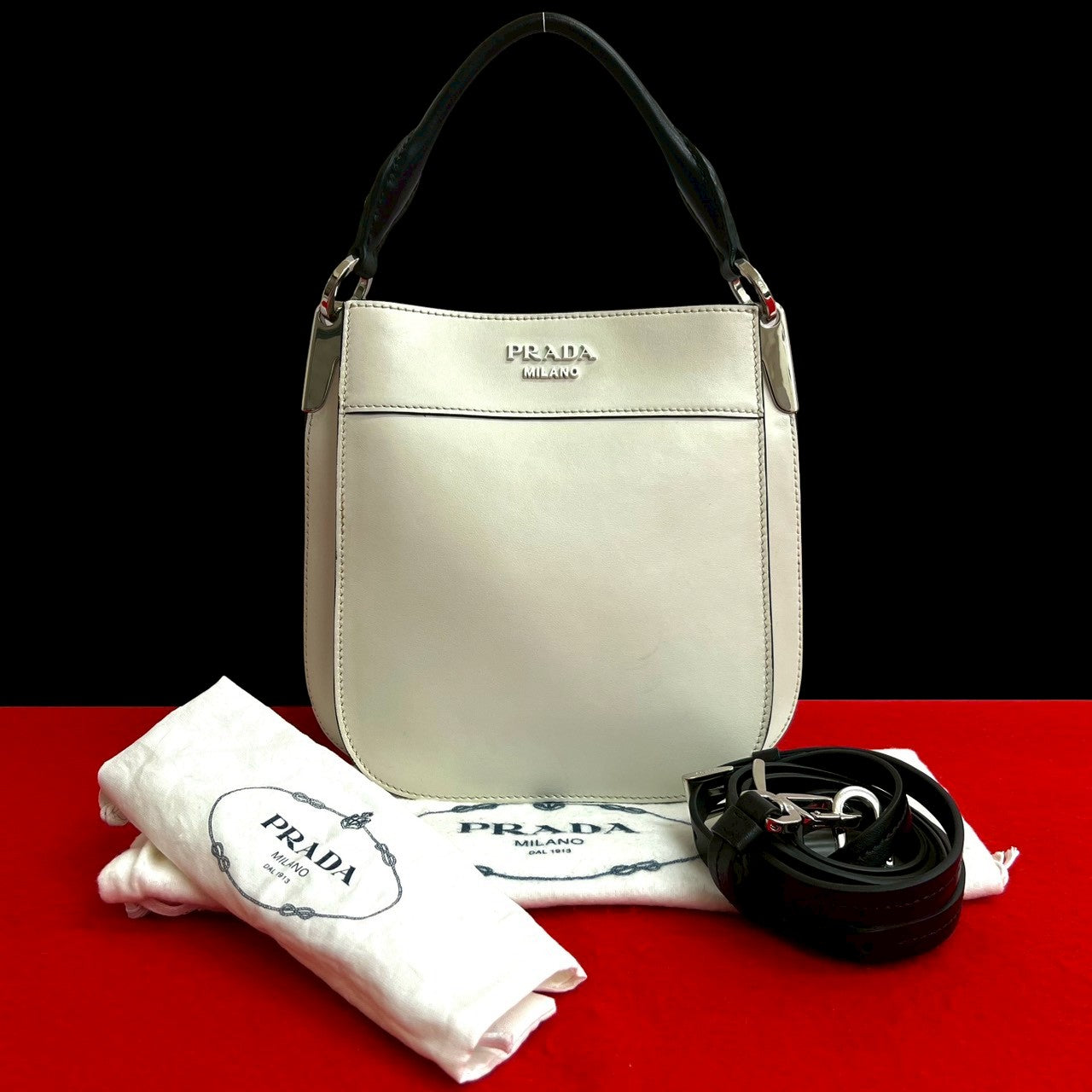 Prada Magit 2Way Handbag Leather Travel Bag