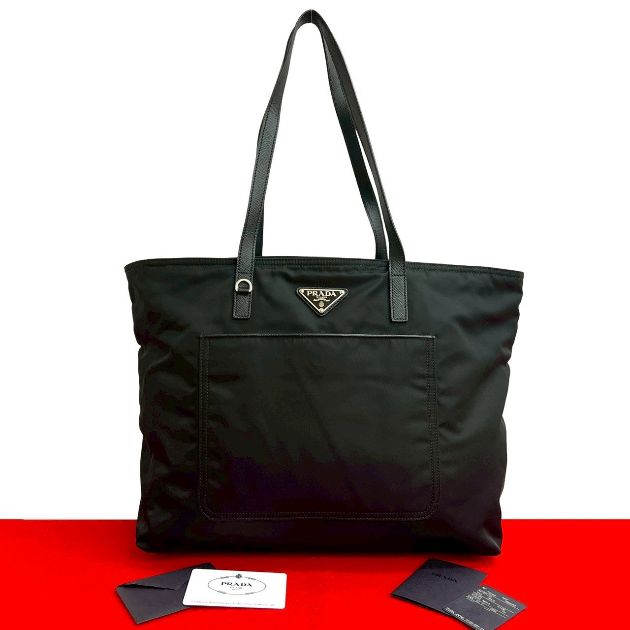 Prada Tessuto Tote Bag Leather Nylon Saffiano