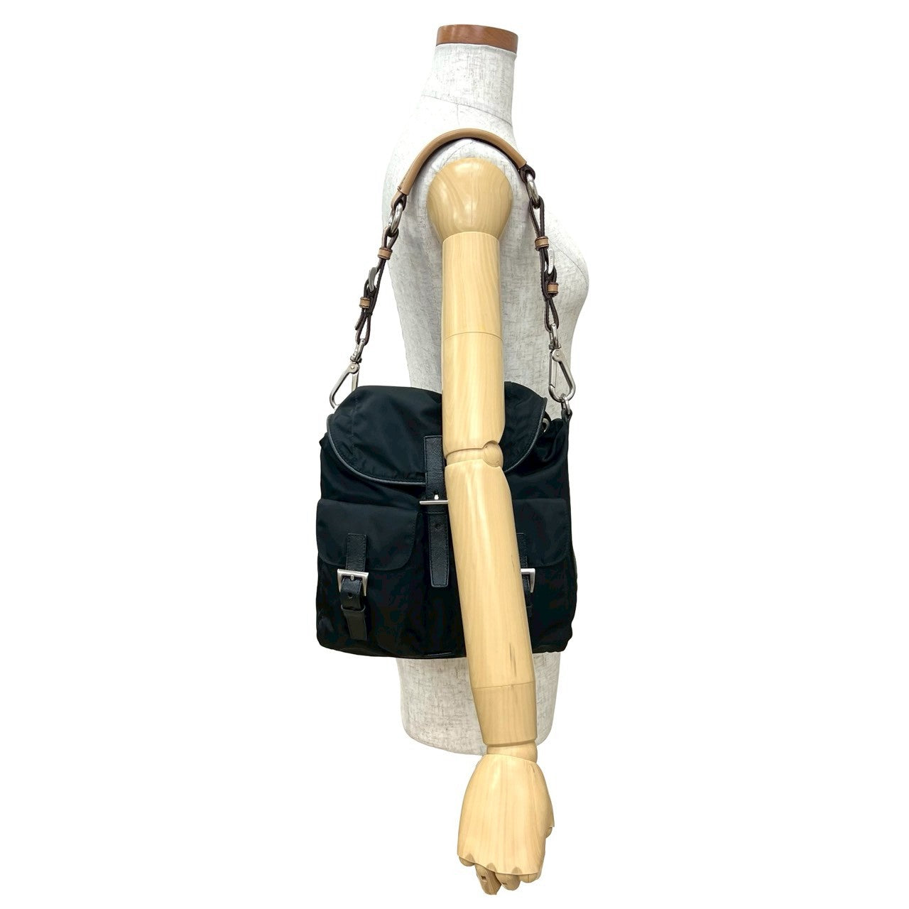 Prada Shoulder Bag Leather Nylon Saffiano
