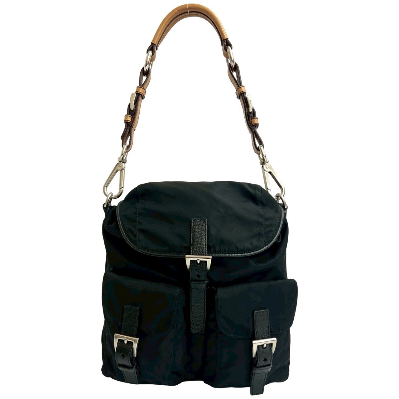 Prada Shoulder Bag Leather Nylon Saffiano