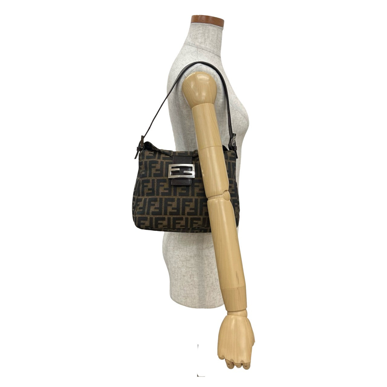Fendi Mamma Baguette Shoulder Bag Leather Canvas Shoulder Bag 2
