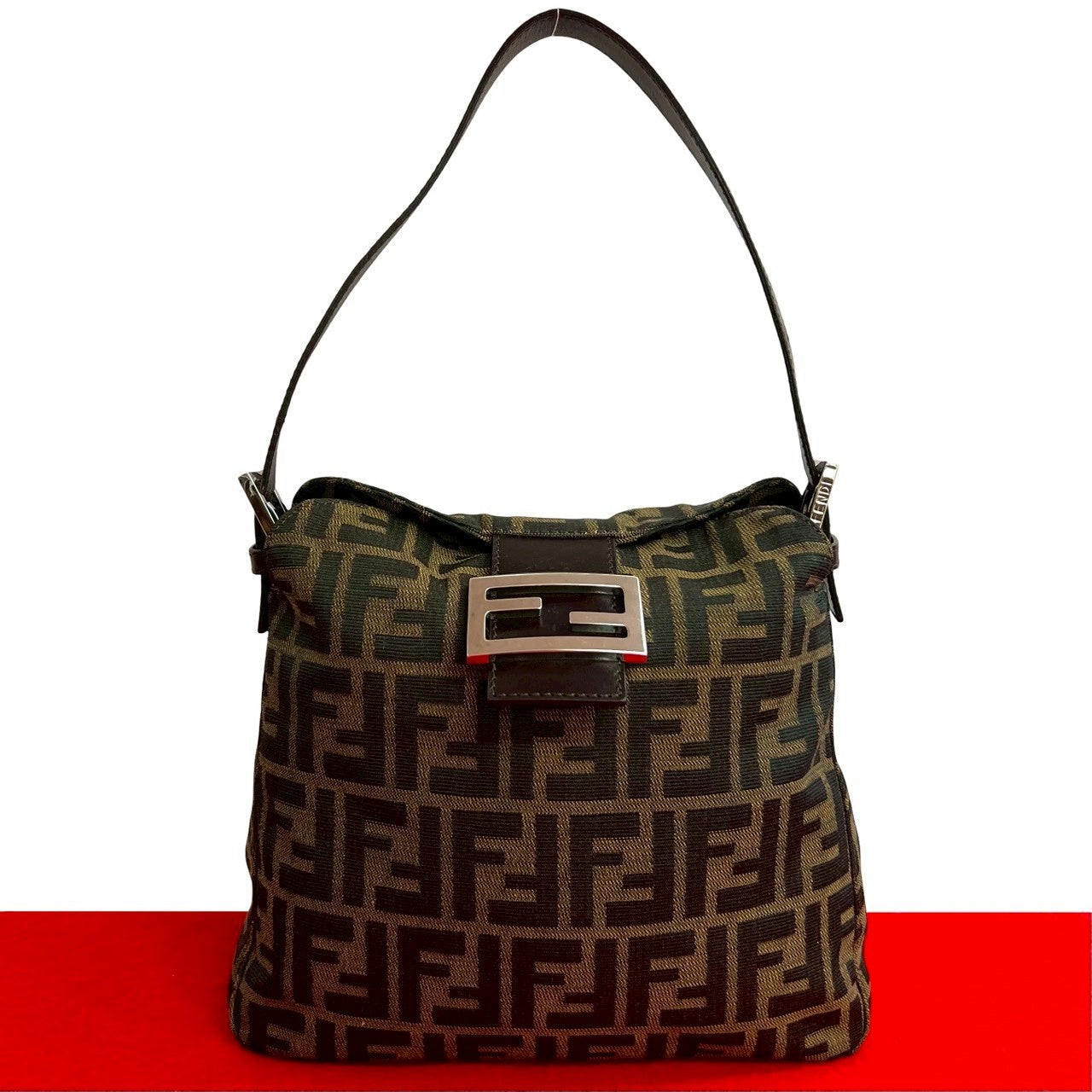 Fendi Mamma Baguette Shoulder Bag Leather Canvas Shoulder Bag 2