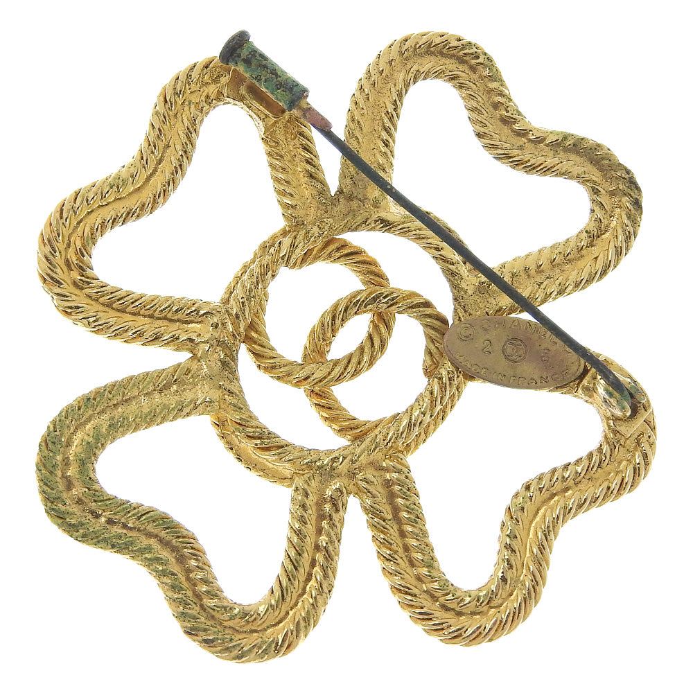 Chanel Brooch Plated COCO Mark Clover Gold Handbag