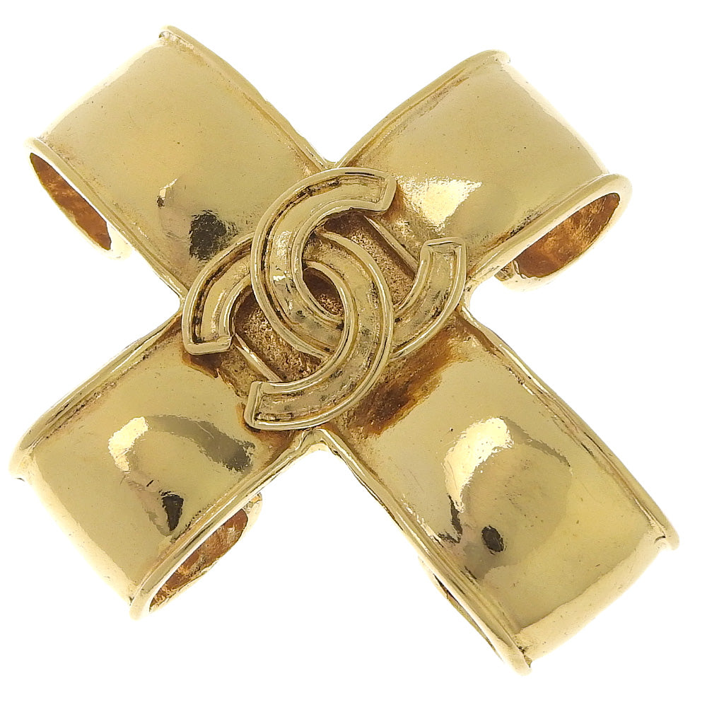 Chanel Brooch Plated COCO Mark cross Gold Handbag