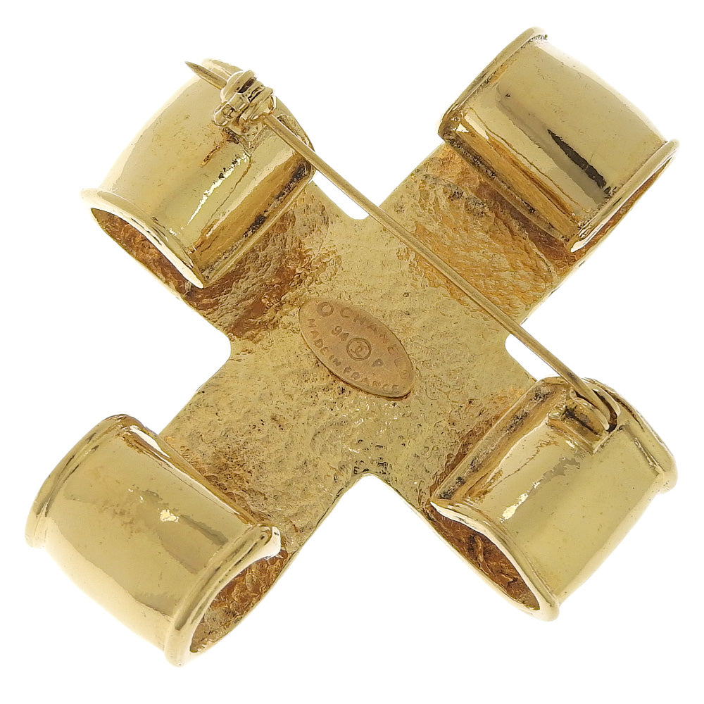 Chanel Brooch Plated COCO Mark cross Gold Handbag