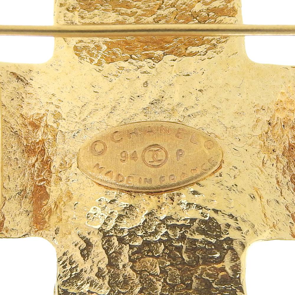 Chanel Brooch Plated COCO Mark cross Gold Handbag