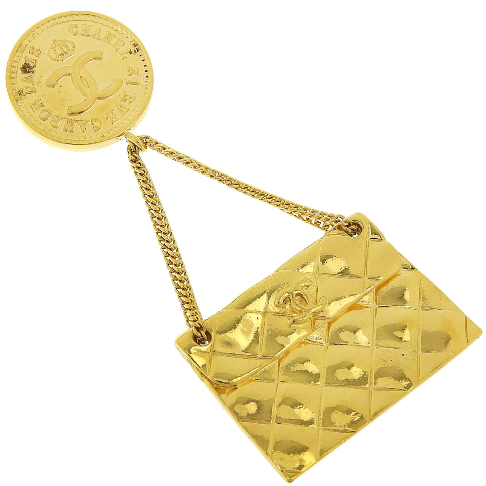 Chanel Brooch Plated Matrasse COCO Mark motif Gold Handbag