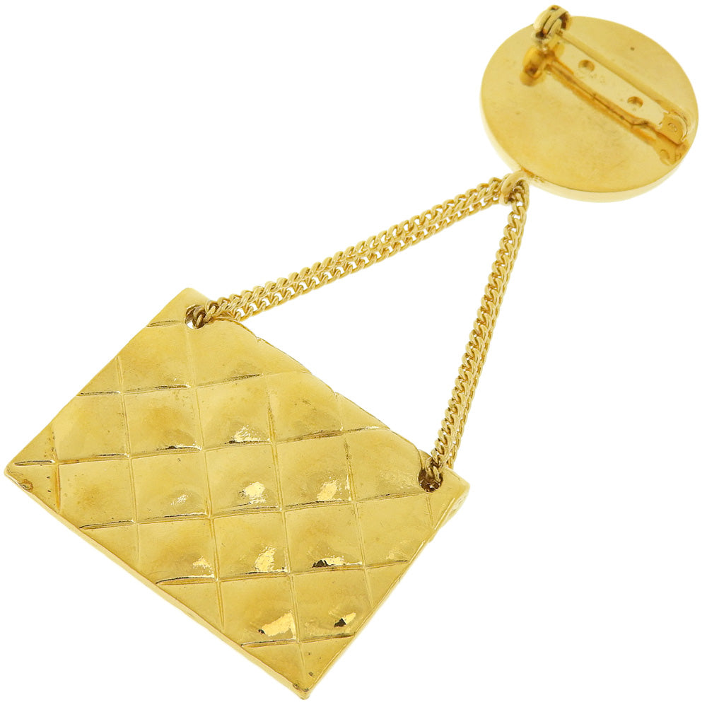 Chanel Brooch Plated Matrasse COCO Mark motif Gold Handbag