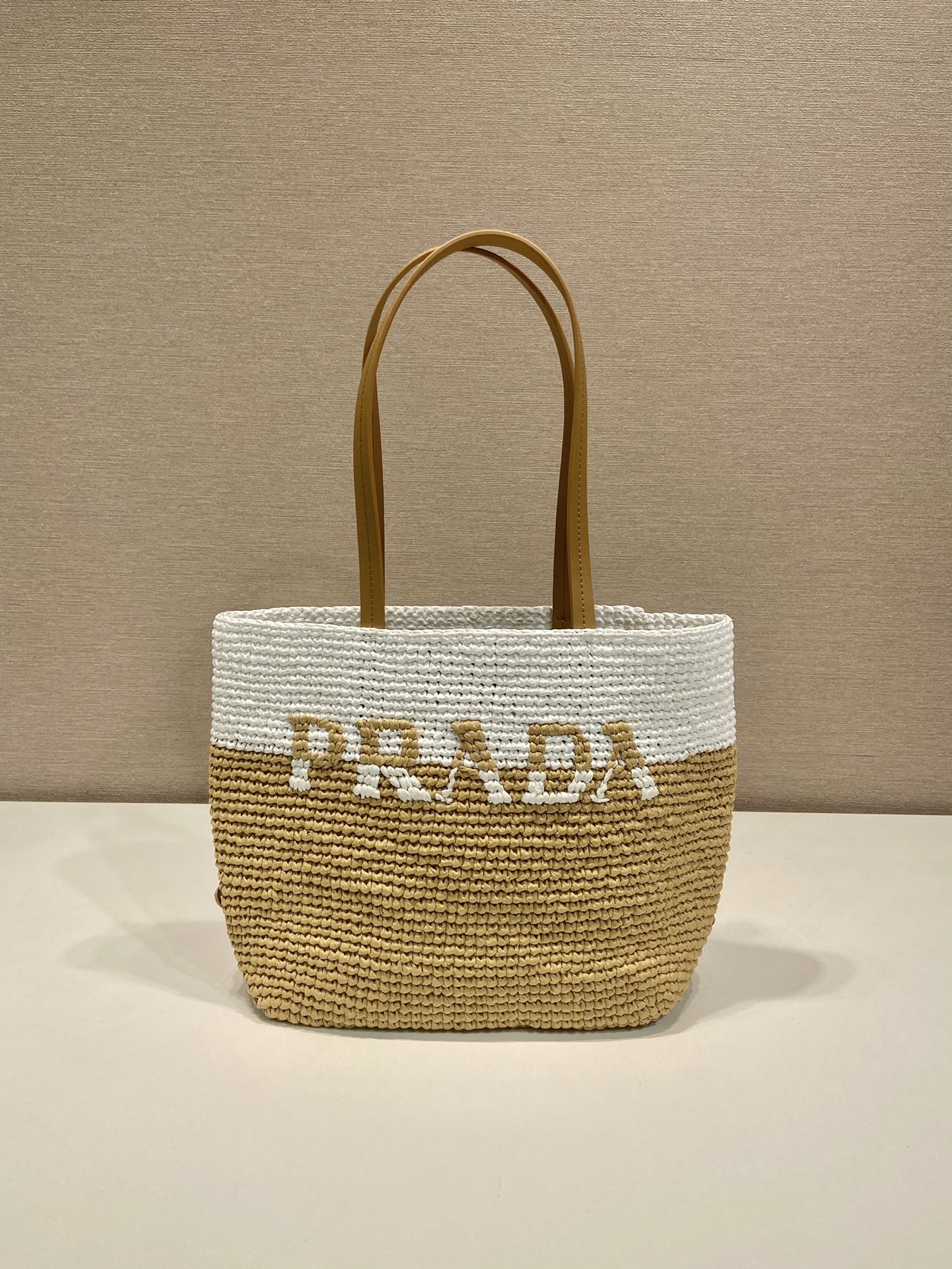 Prada Bolsa Tote Crochê Couro Tote Bag