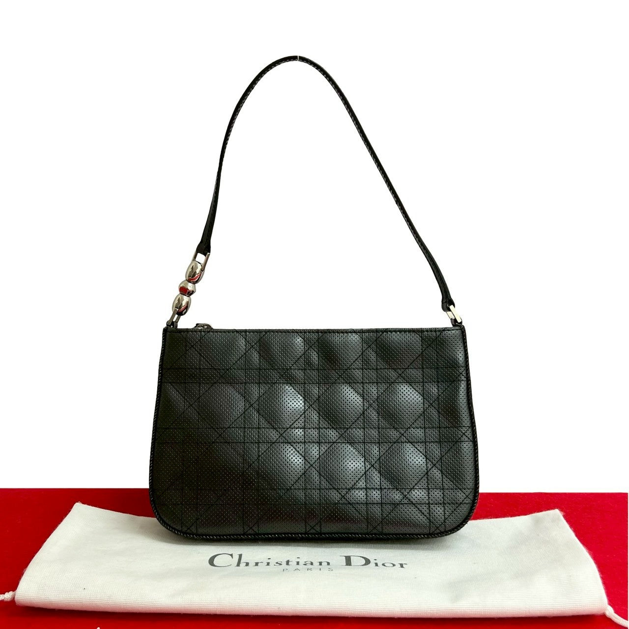Dior Christian Cannage Stitch Shoulder Bag Leather Leather Shoulder Bag