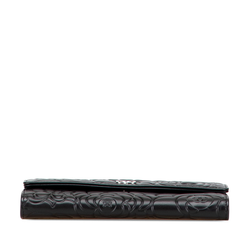 Chanel Camellia Lambskin Long Wallet