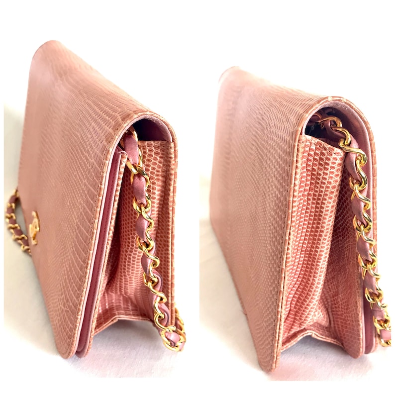 CHANEL   milky pink genuine lizard leather 2