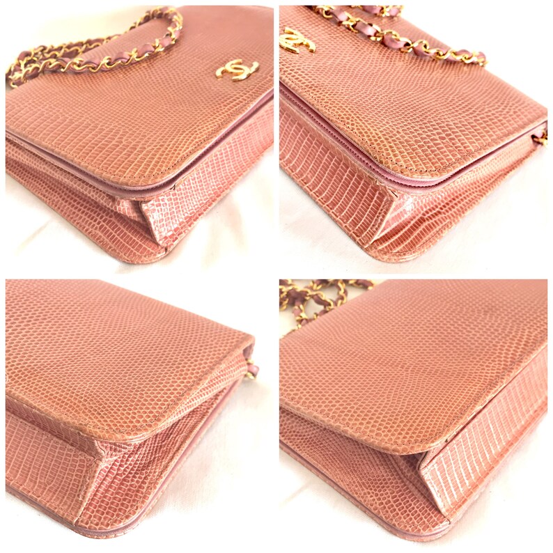 CHANEL   milky pink genuine lizard leather 2