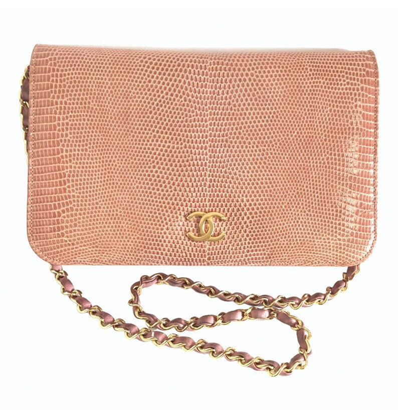 CHANEL   milky pink genuine lizard leather 2