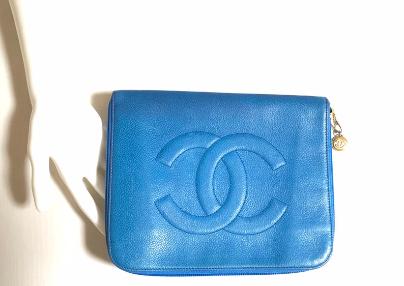 Chanel   blue caviar clutch Bag, iPhone case, large wallet, cosmetic case pouch, mini Bag