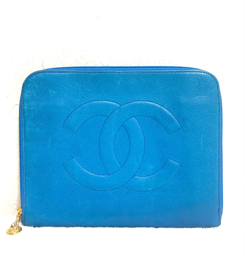 Chanel   blue caviar clutch Bag, iPhone case, large wallet, cosmetic case pouch, mini Bag