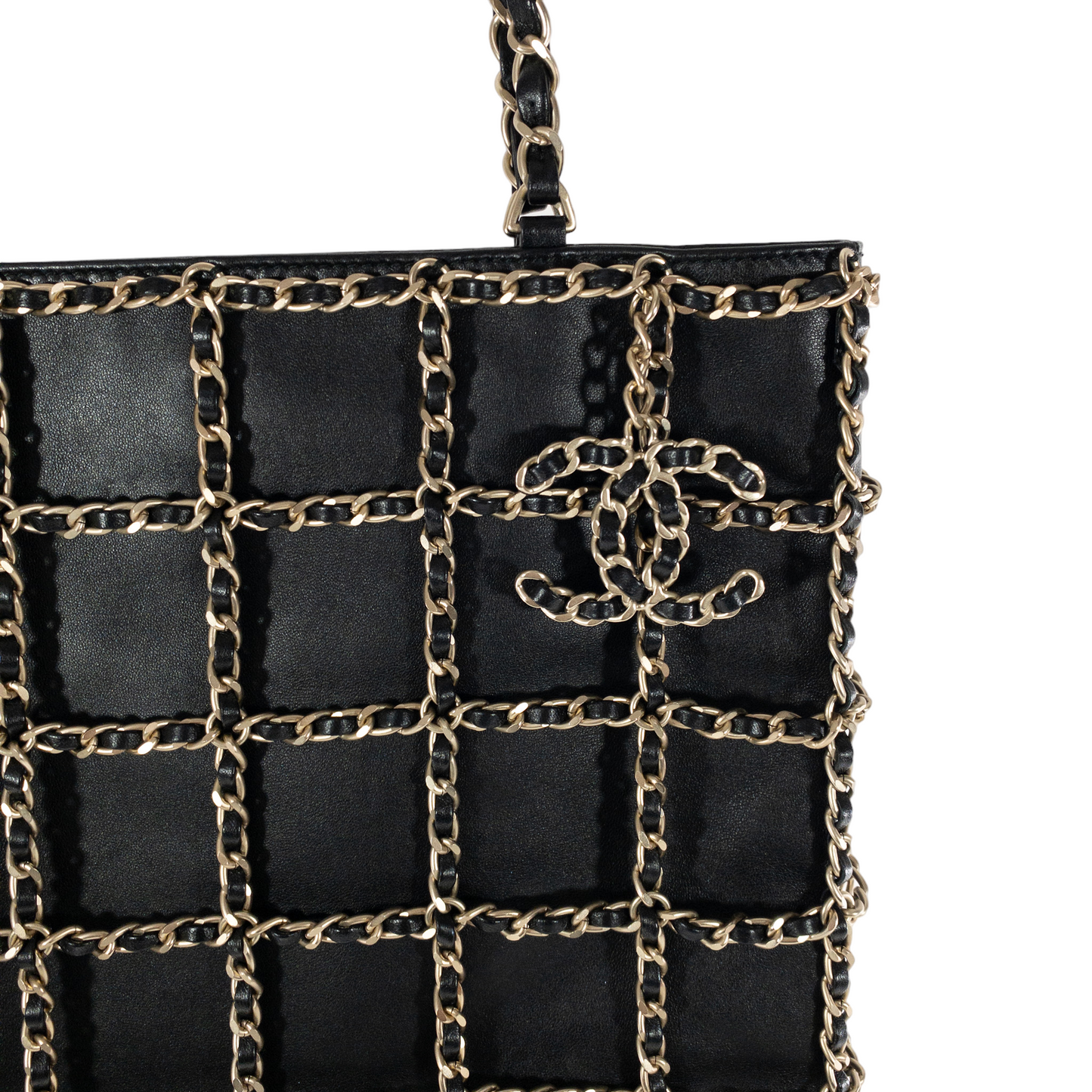 Chanel Woven Chain Frame Shopping Tote