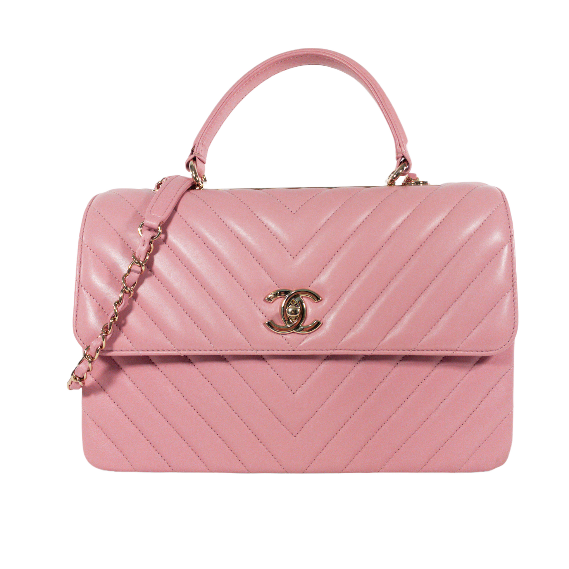 Chanel Pink Chevron Large Trendy GHW