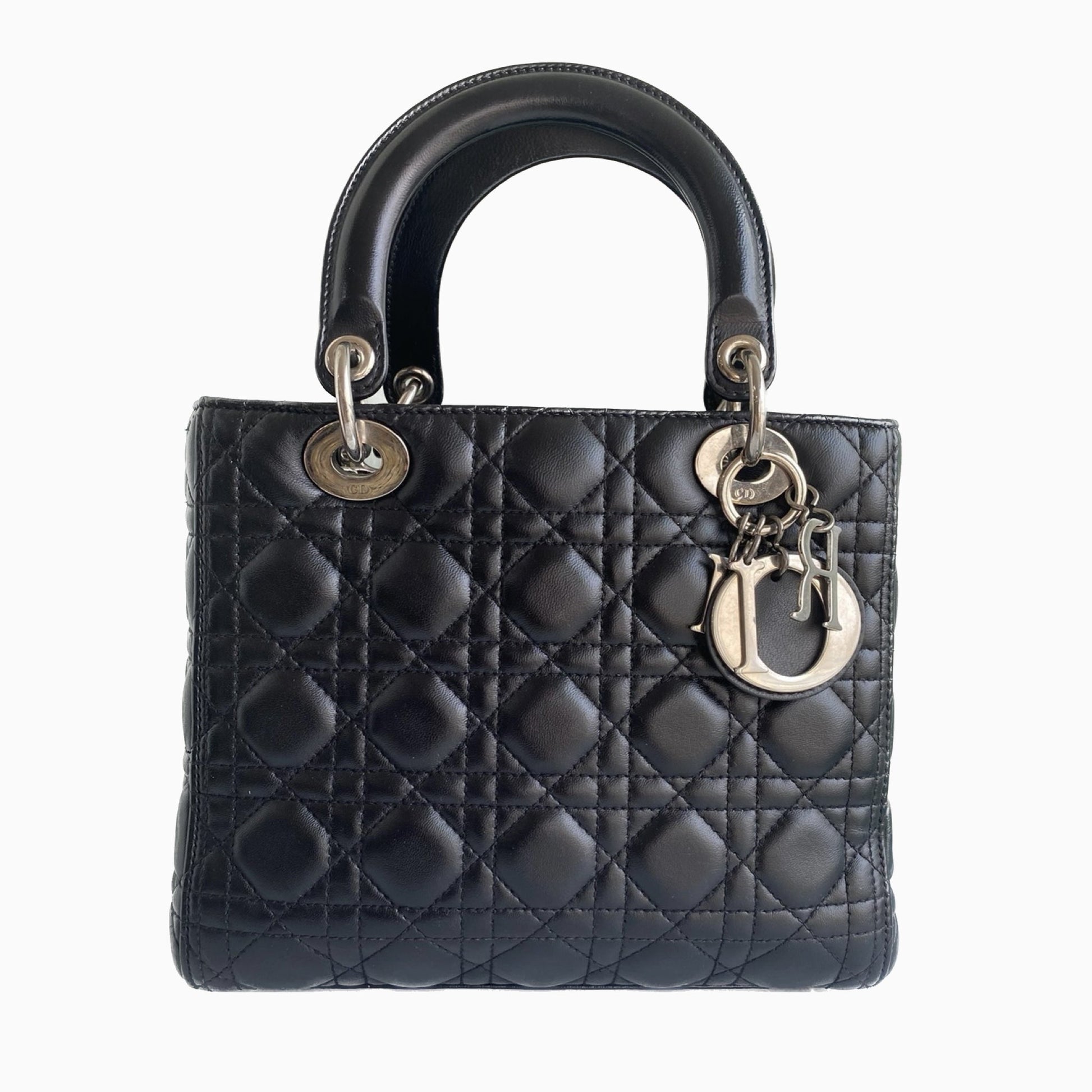 Dior Lady Cannage Lambskin Handbag Leather Black Travel Bag Leather Handbag