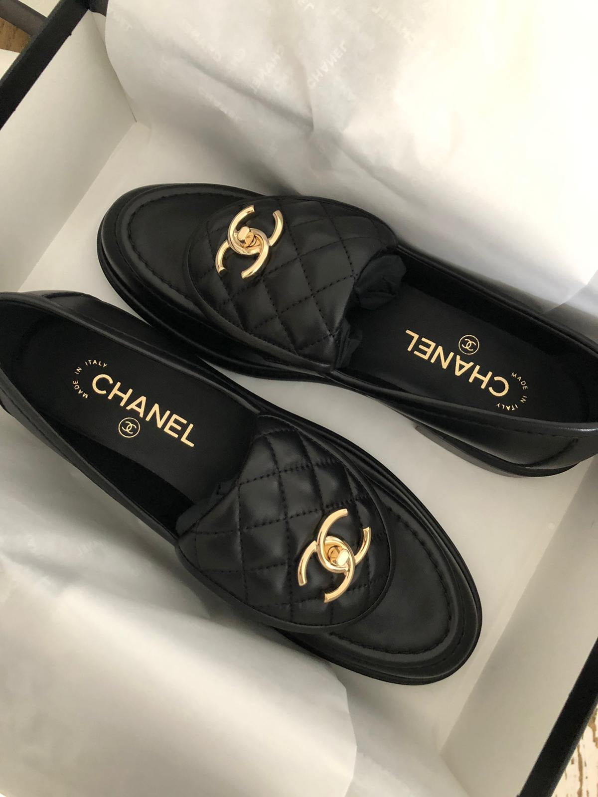 Chanel Quilted Leather Loafers (black) Jewelry