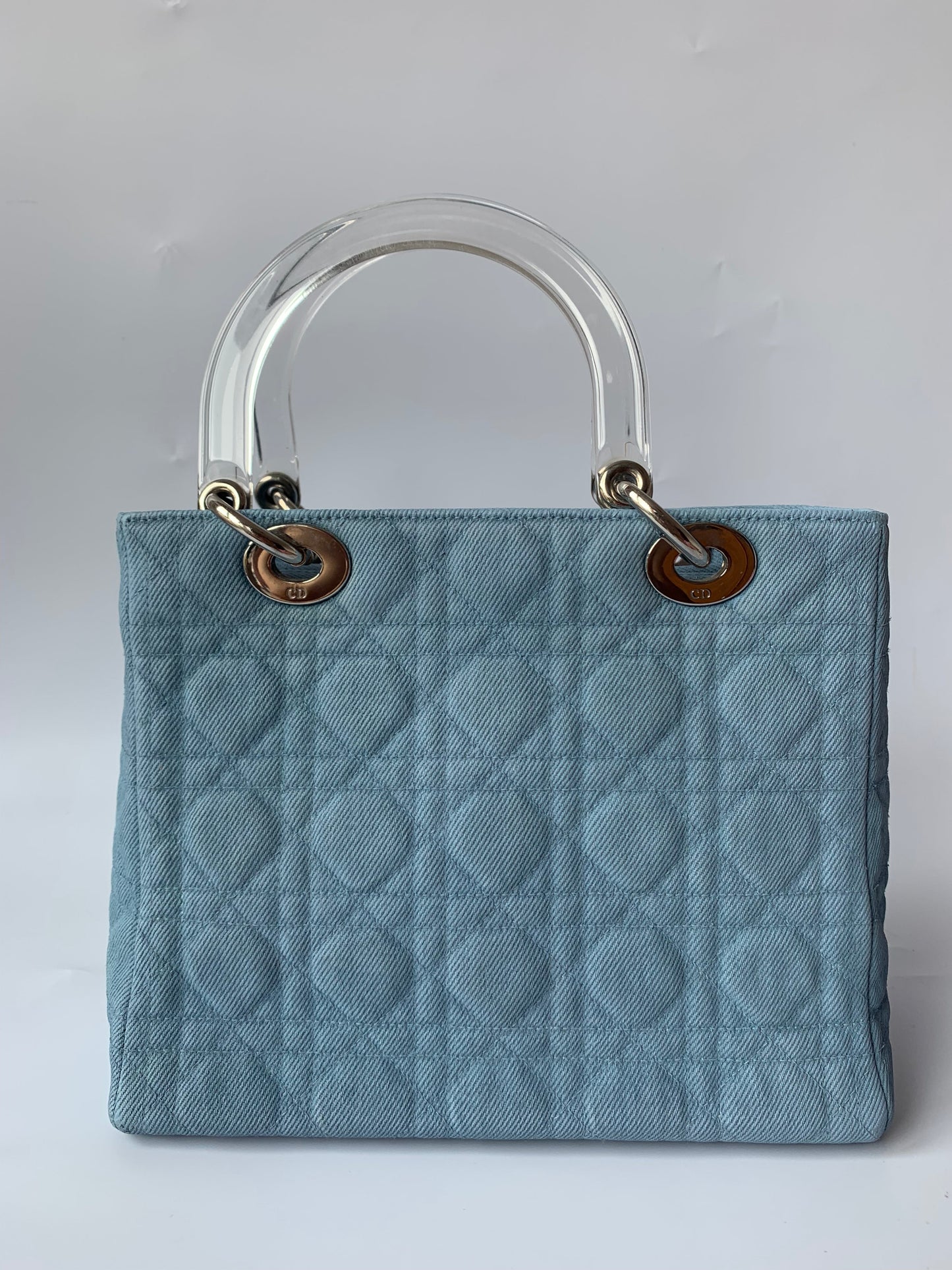 Dior Lady Size Handbag Denim Medium Travel Bag