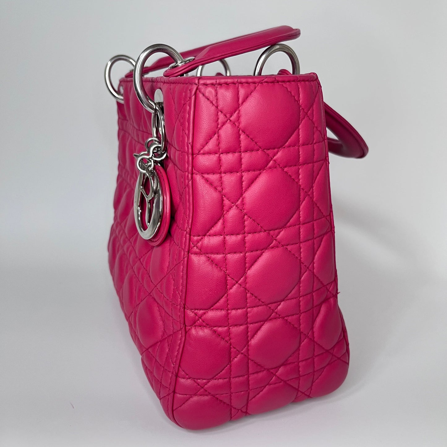 Dior Lady Bag Hot Fuchsia Cannage Leather Pink Travel Bag