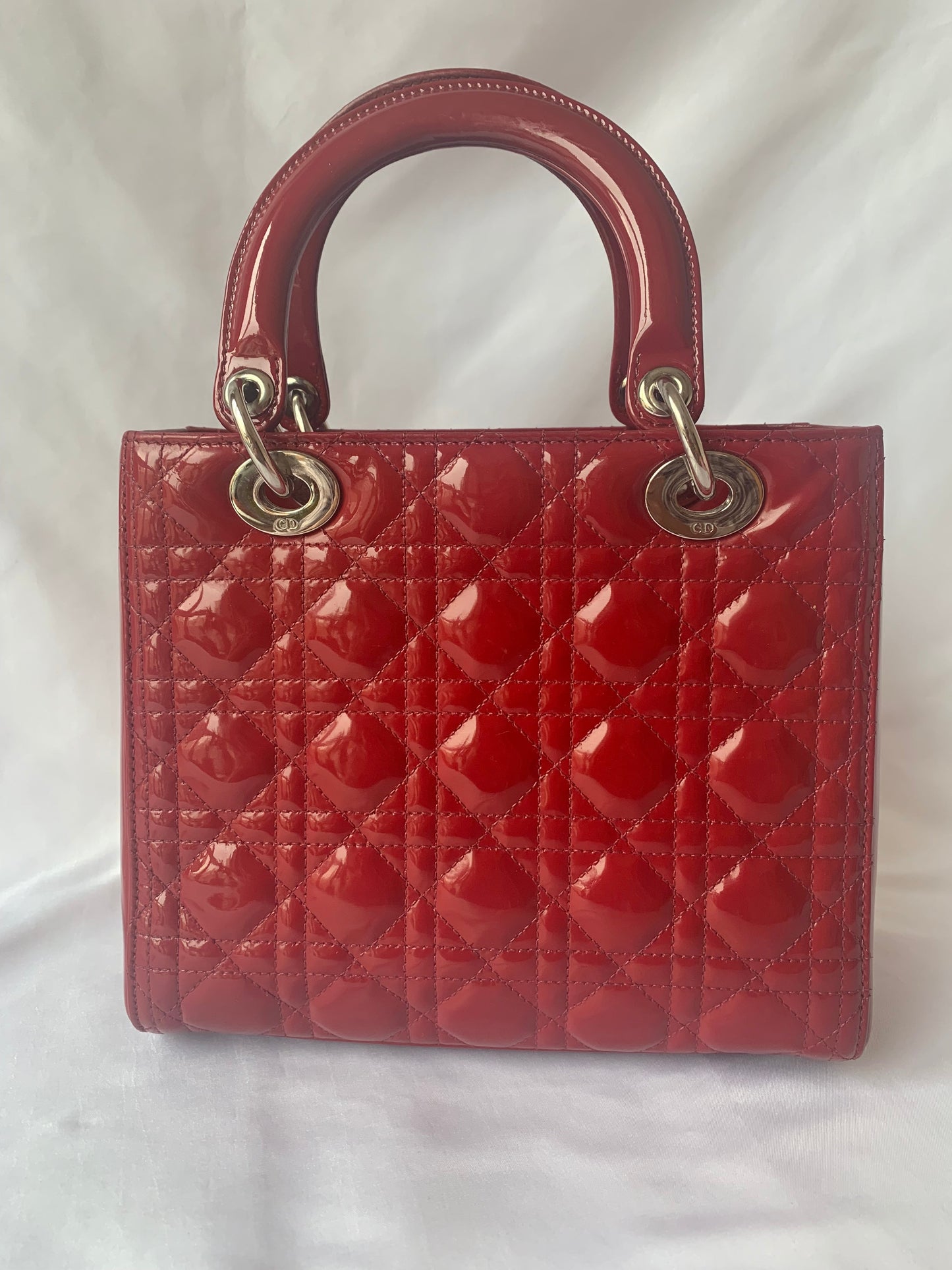 Dior Lady Bag Patent Leather Red Travel Bag