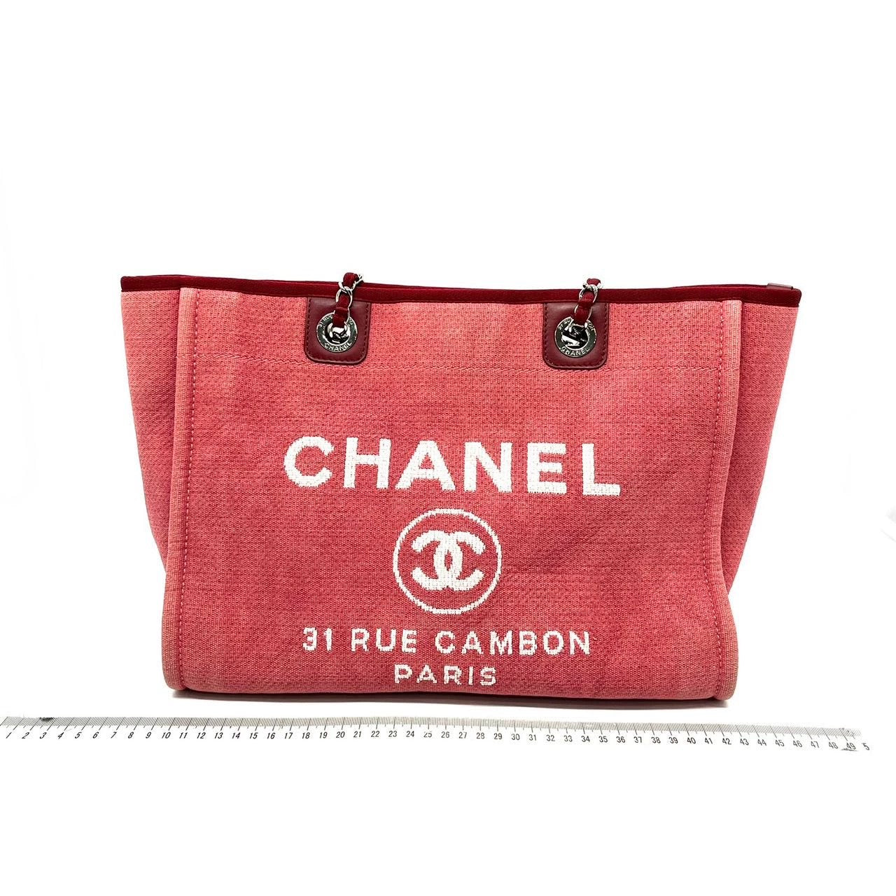 Chanel Deauville Denim Red Small Tote Bag