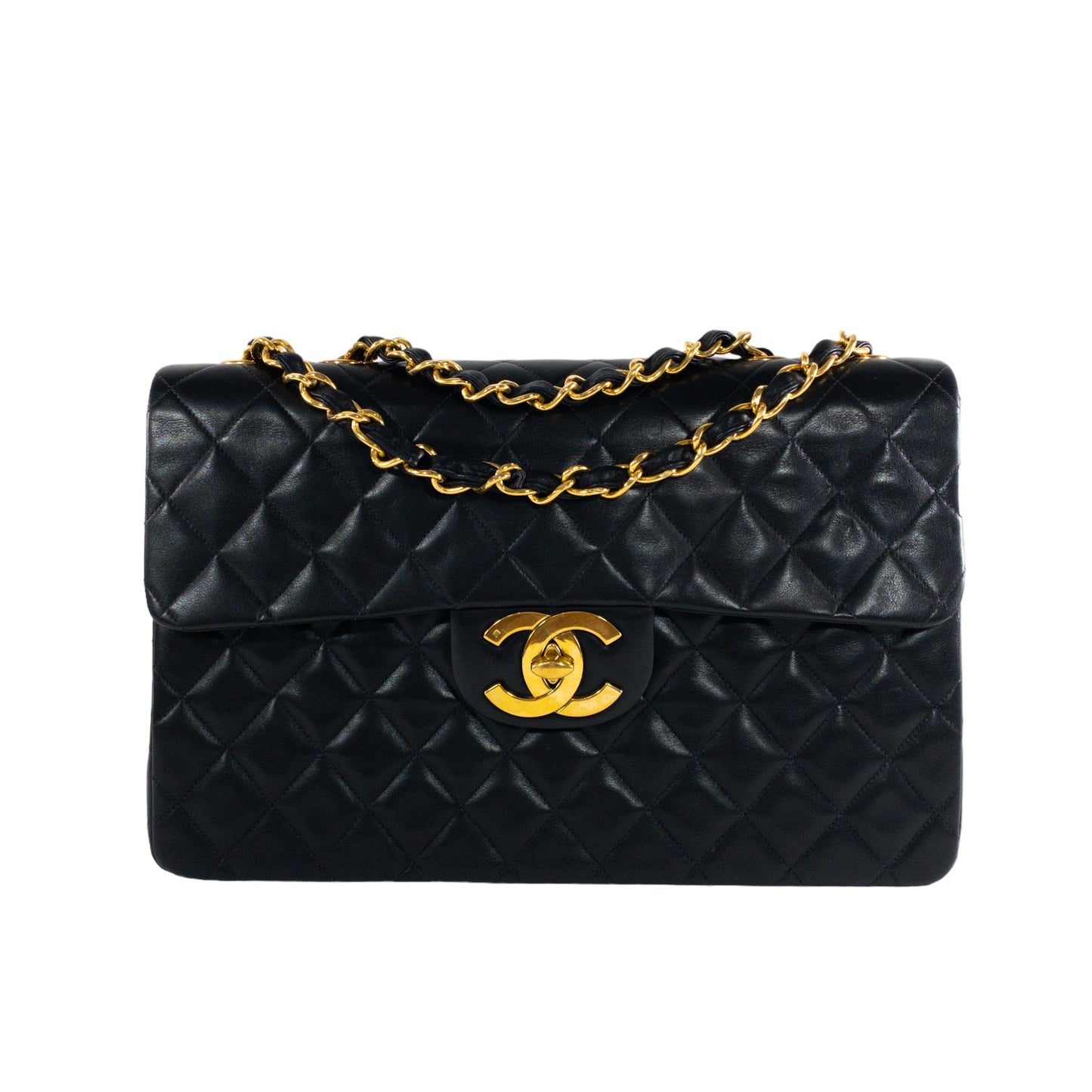 Chanel   Black Lambskin Maxi Single Flap Classic