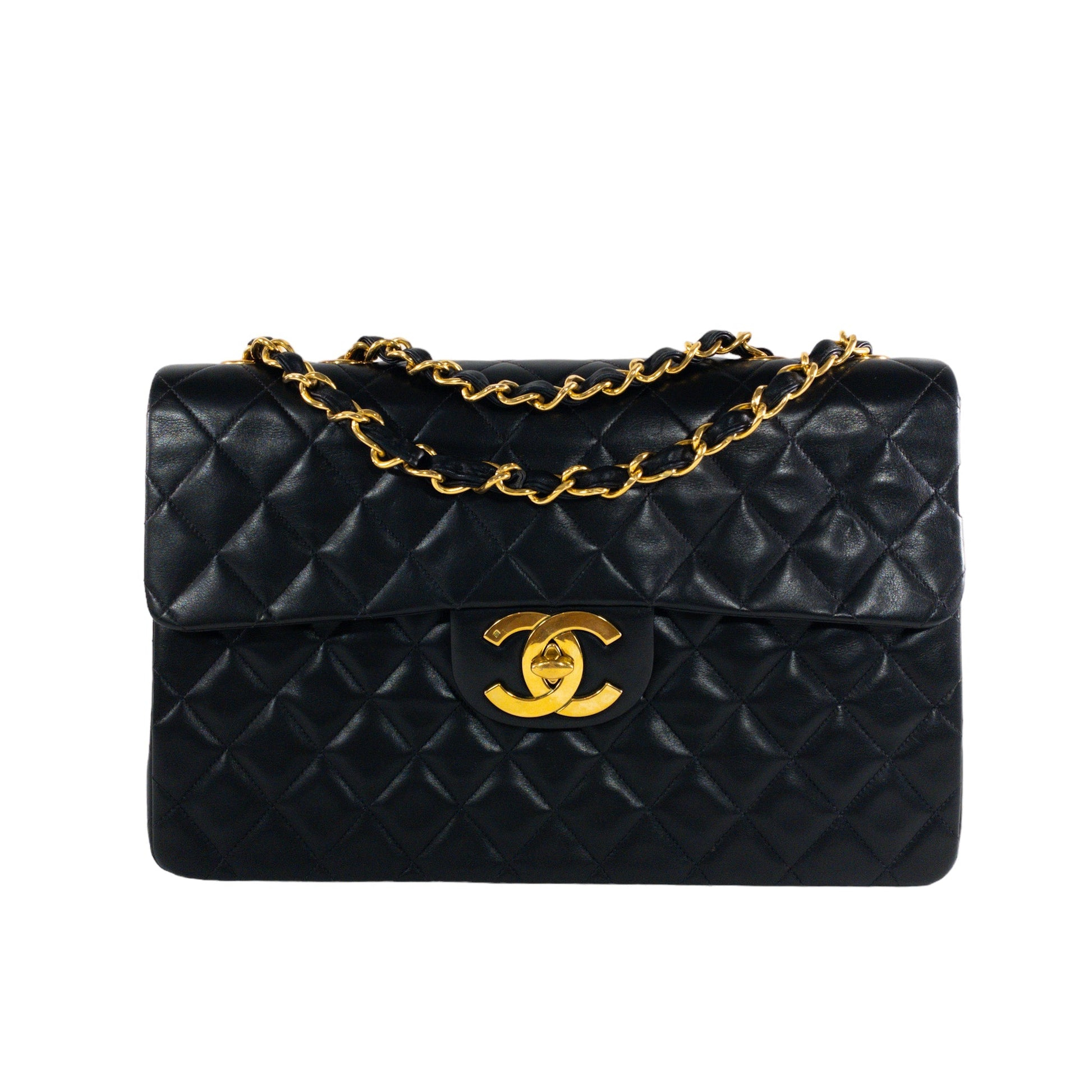 Chanel   Black Lambskin Maxi Single Flap Classic
