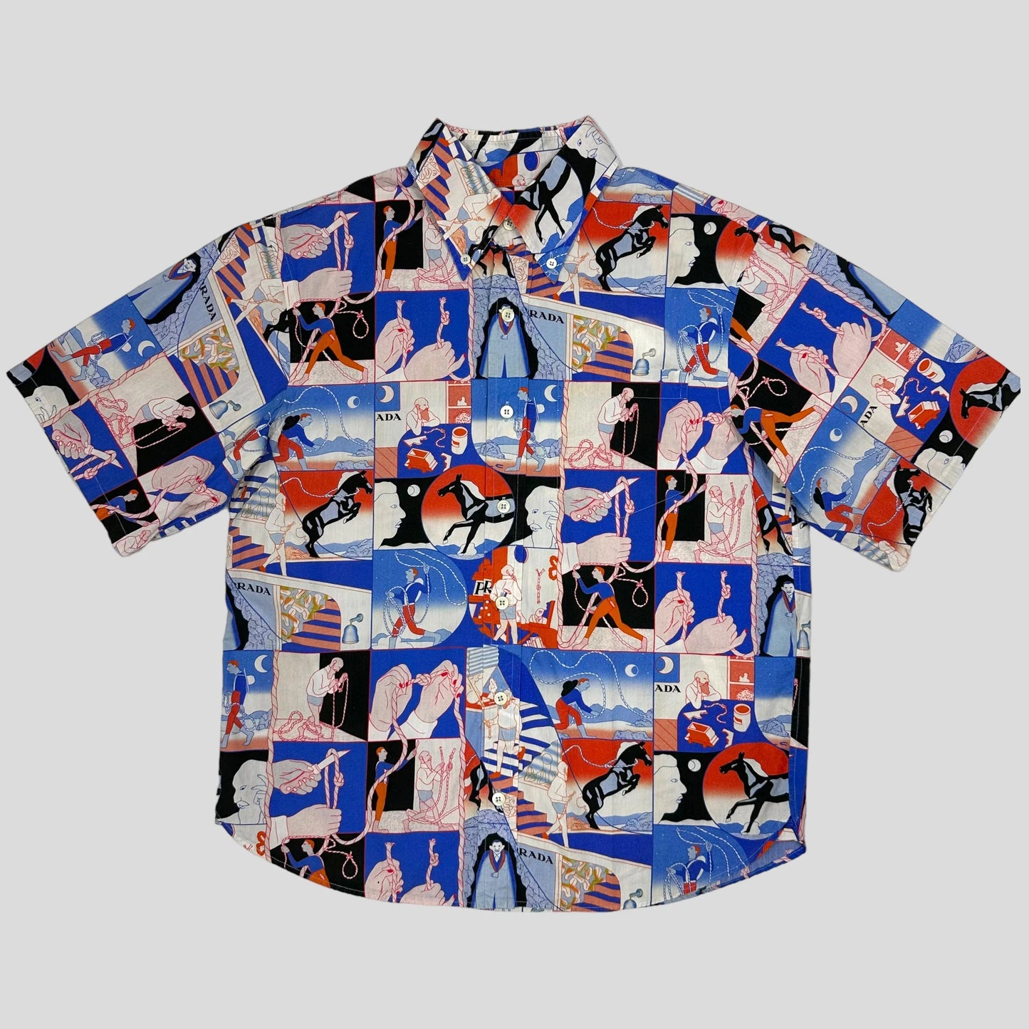 Prada Handbag Rope Print Button Down Shirt - S