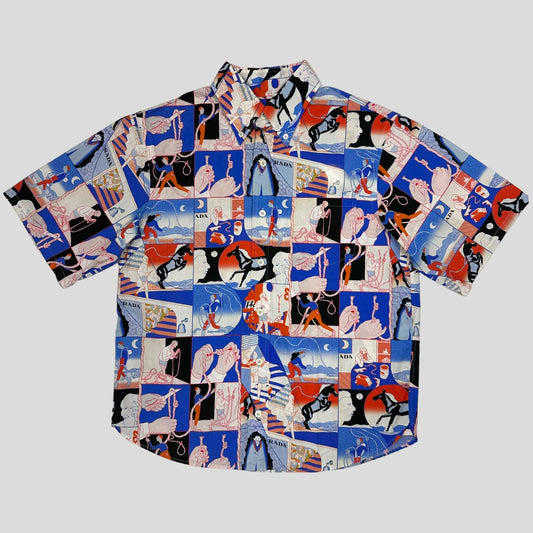 Prada Handbag Rope Print Button Down Shirt - S