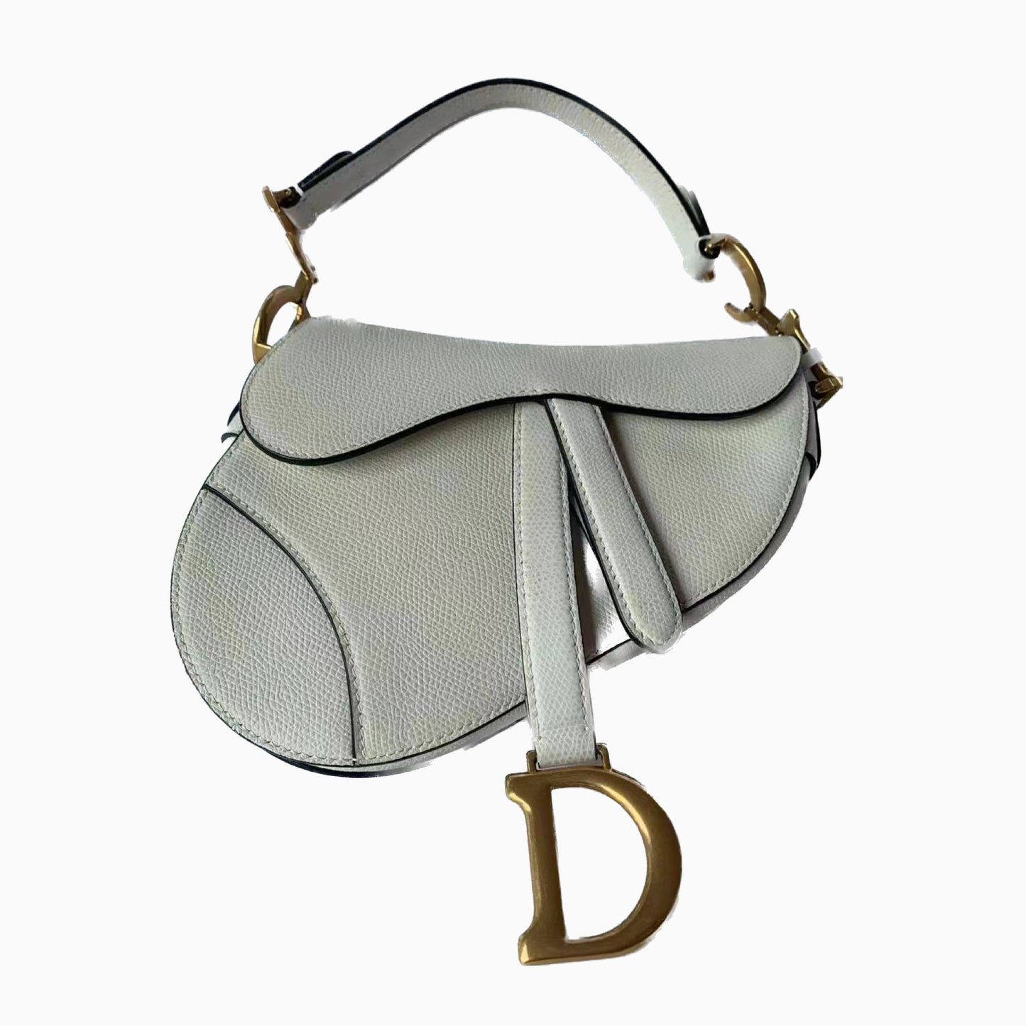 Dior Saddle Bag Grain Size Leather White Travel Bag