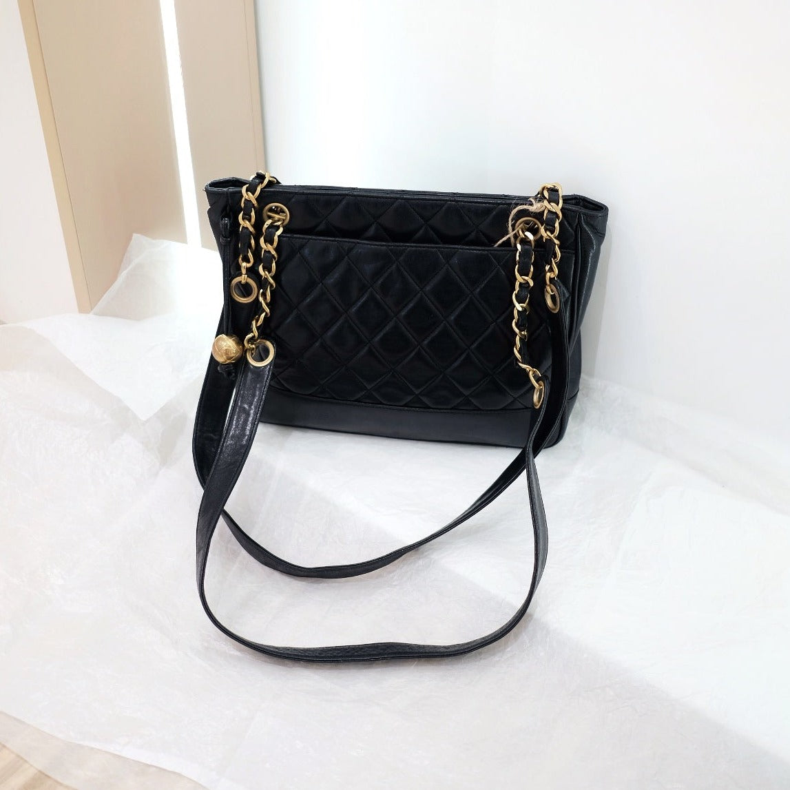 Chanel   lambskin tote bag