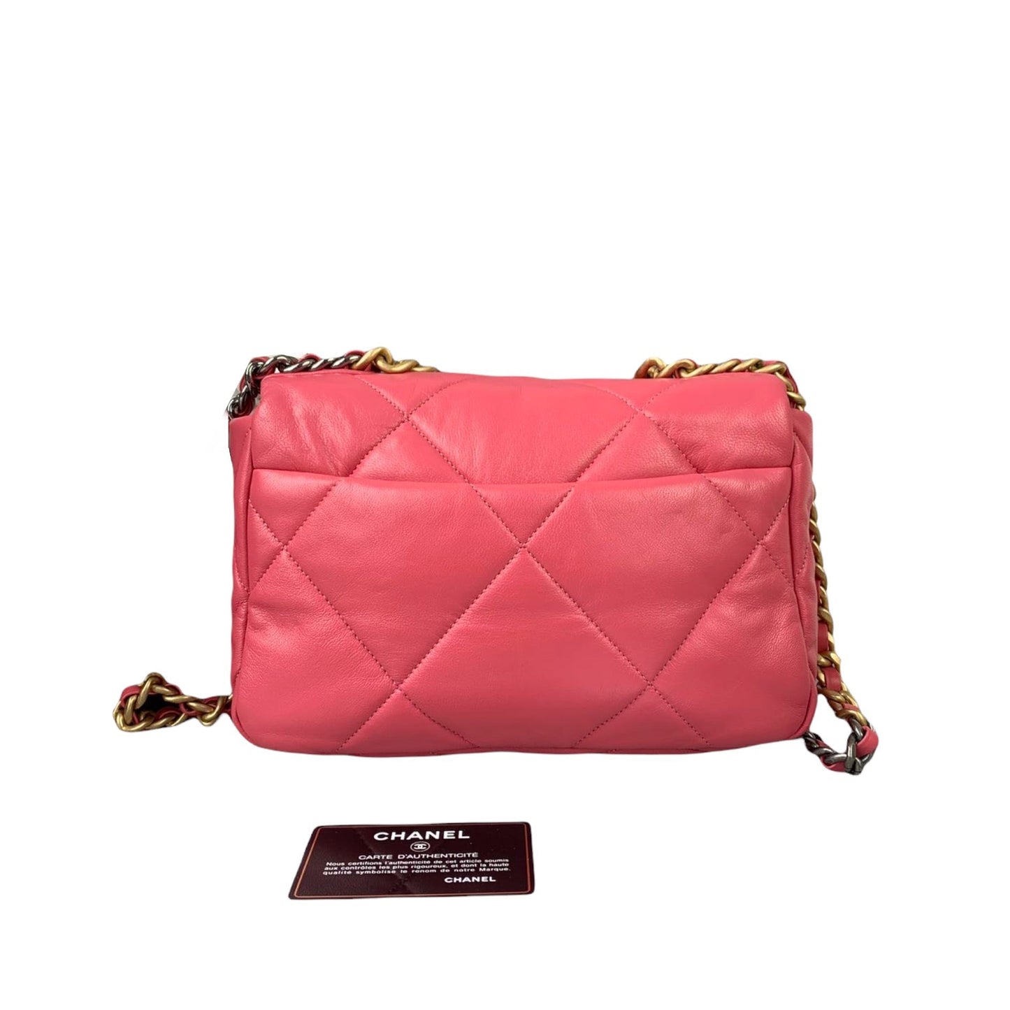 Chanel 19 Small Lambskin Handbag Leather Red Shoulder Bag
