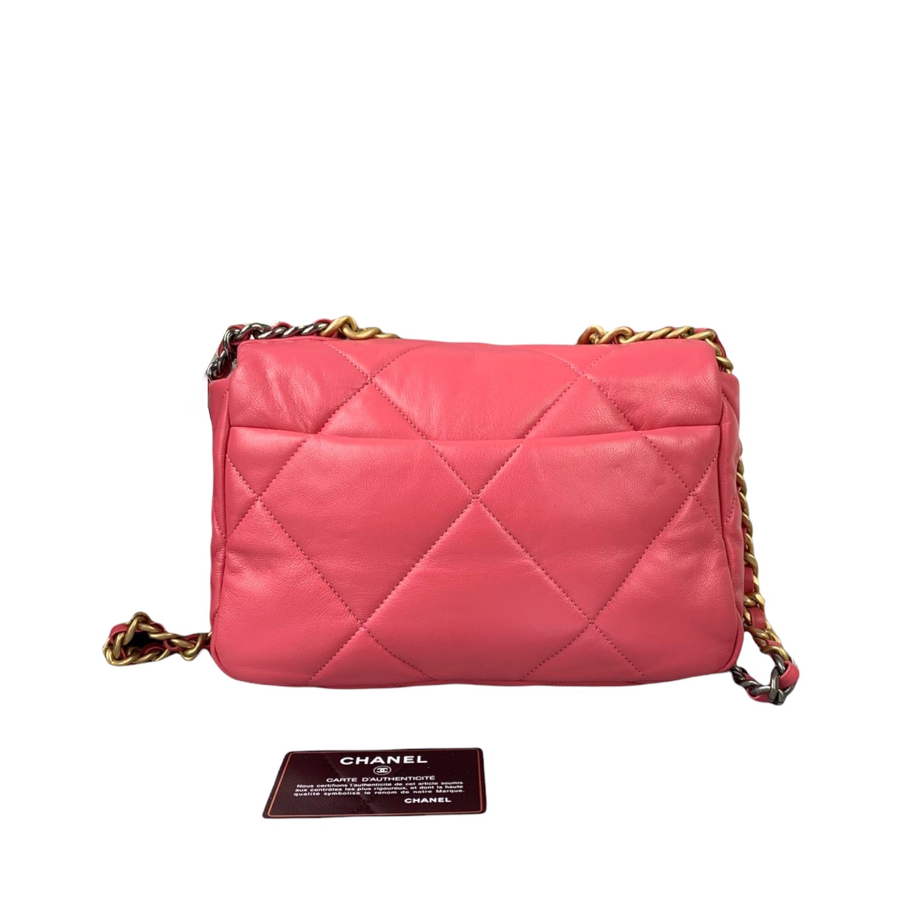 Chanel 19 Small Lambskin Handbag Leather Red Shoulder Bag