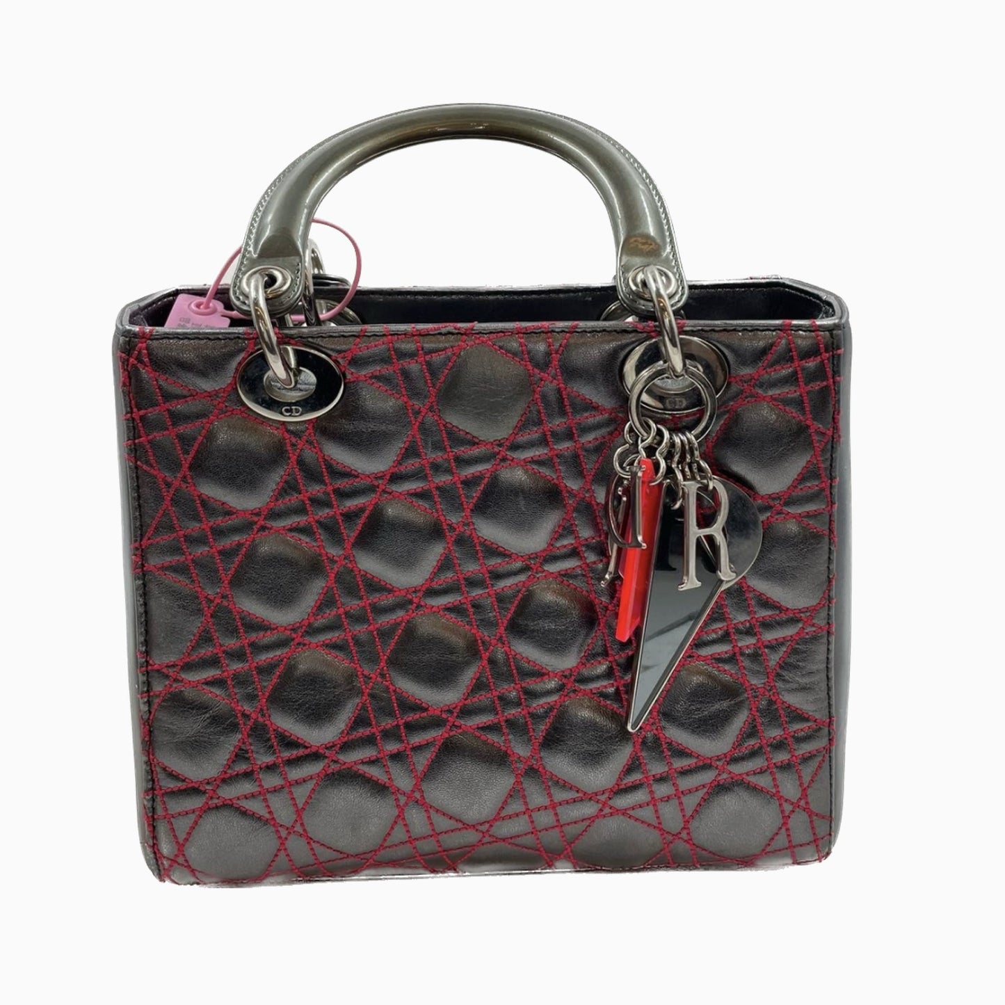 Dior Lady Gunmetal Grey Cannage Lambskin Limited Edition Medium Travel Bag