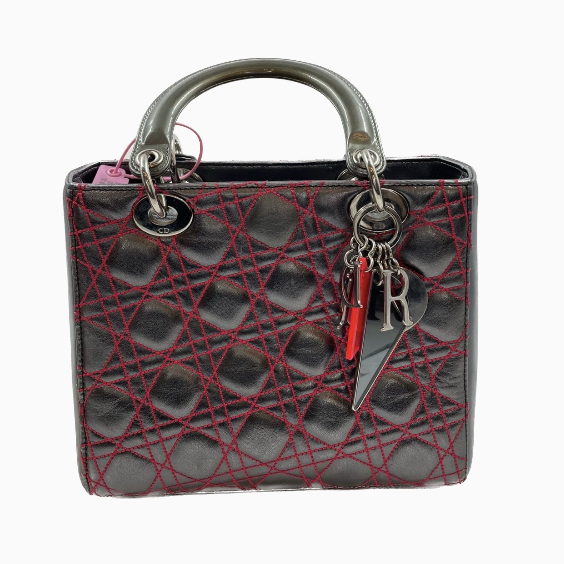 Dior Lady Gunmetal Grey Cannage Lambskin Limited Edition Medium Travel Bag
