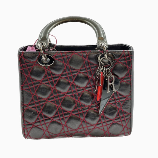Dior Lady Gunmetal Grey Cannage Lambskin Limited Edition Medium Travel Bag