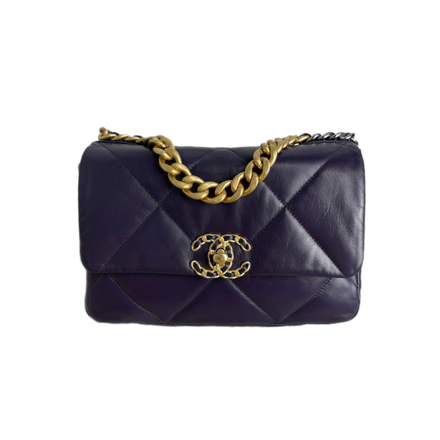Chanel 19 Lambskin Indigo GHW Handbag Leather Blue Shoulder Bag