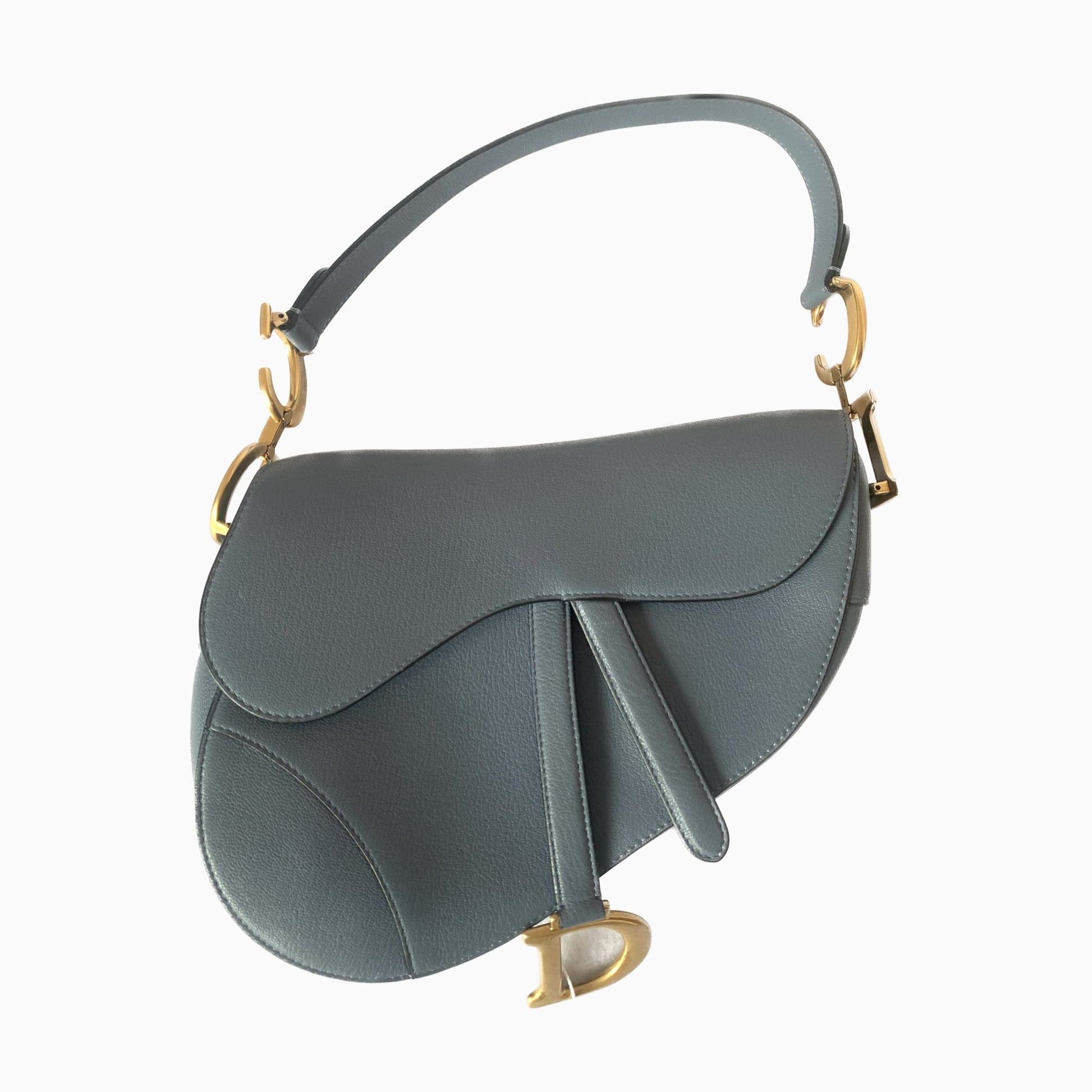 Dior Saddle Greyish Handbag Leather Blue Travel Bag