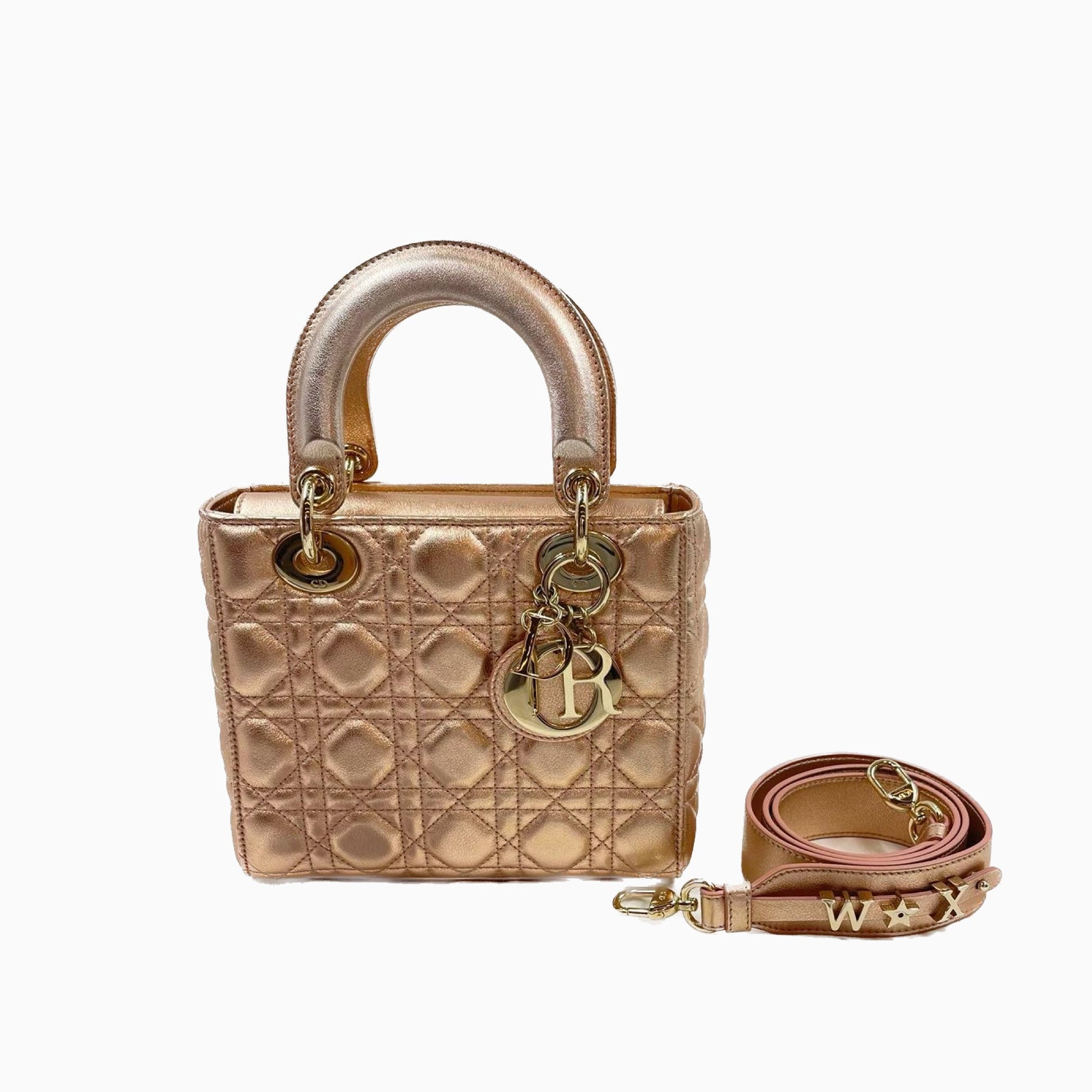 Dior Lady Abc Irediscent And Metallic Cannage Lambskin Pink Travel Bag