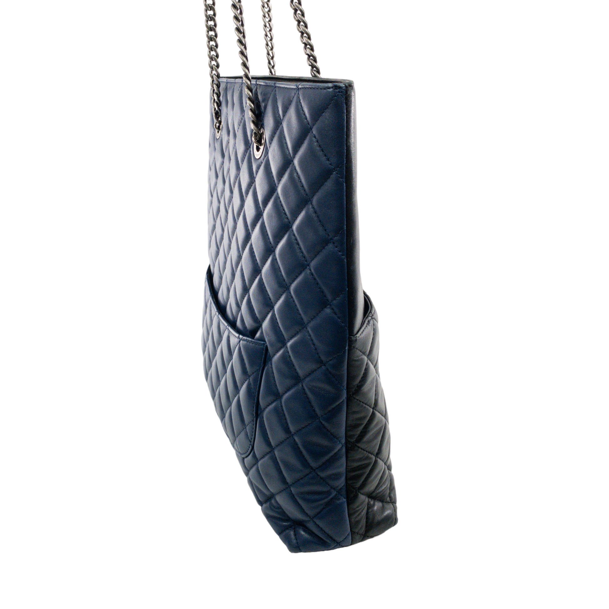 Chanel Navy/Black Quilted Lambskin Shopper Tote RHW
