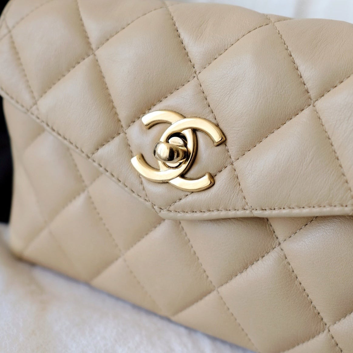 Chanel   quilted sheepskin CC belt bag
