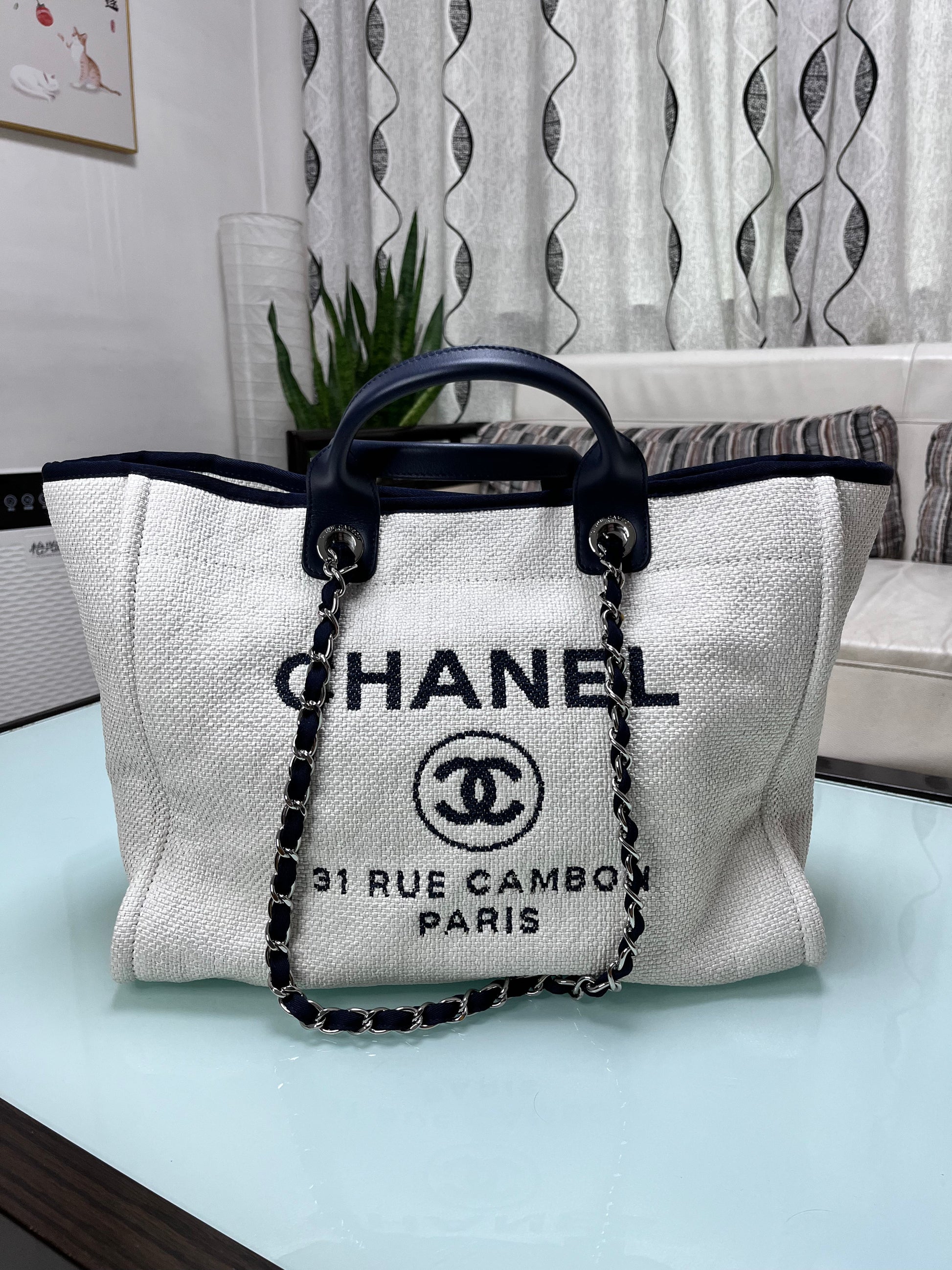 Chanel Deauville White Tote Bag White 1