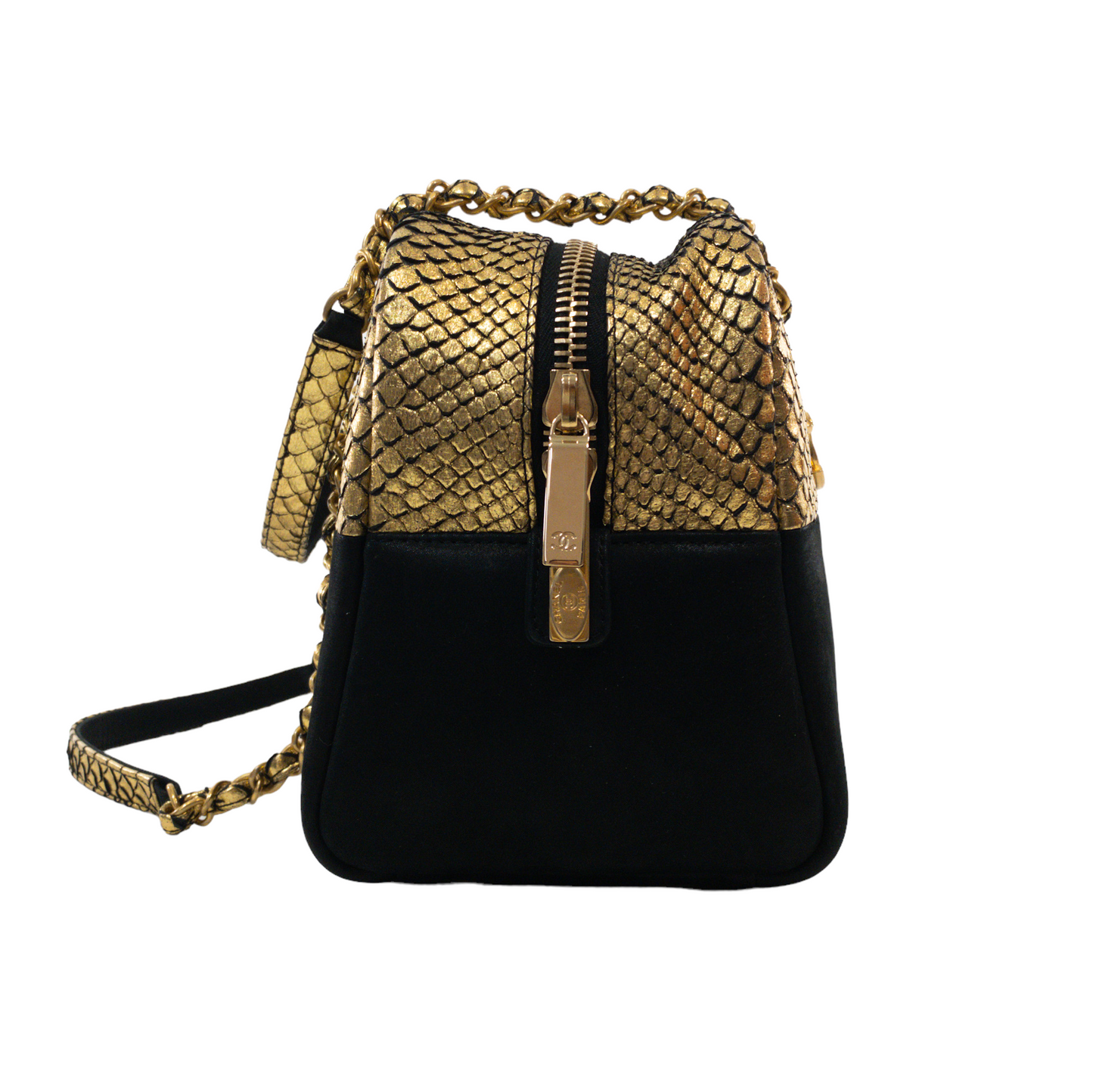 Chanel Metallic Python Suede Bowler Tote